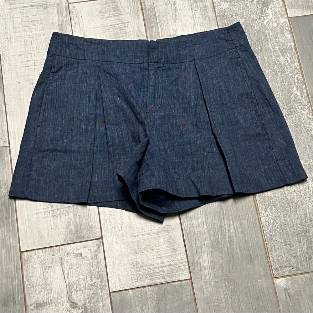 VTG GAP Sailor High Rise Dark Navy Linen Blend Chambray Pleated Wide Leg 3” 4
